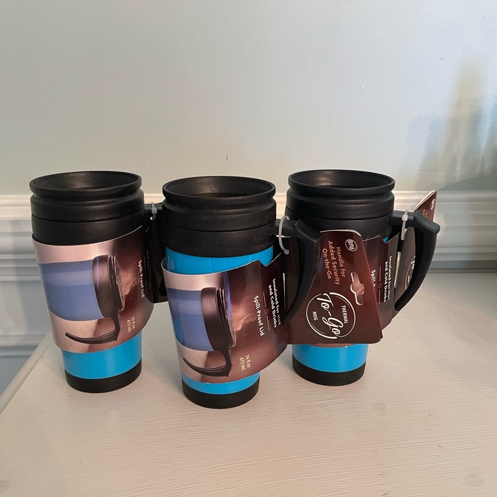 Blue and Black Travel Mugs Set